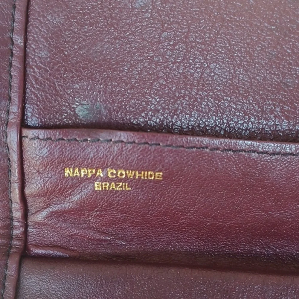 Mundi vintage purse wallet oxblod brown burgundy Brazil NAPPA leather, 7.5